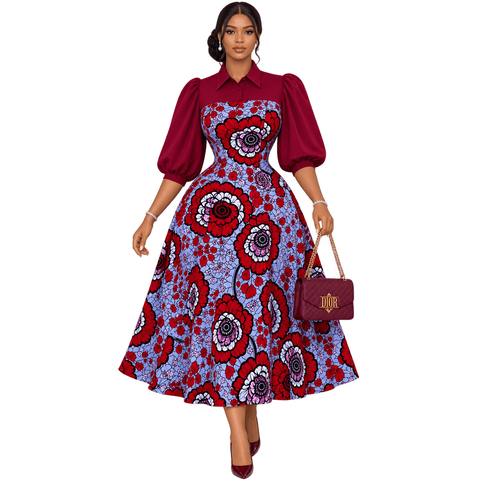 Crimson Rosette Ankara / "Marigold Trellis" — Model thumbnail